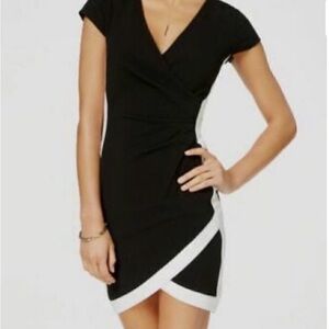 Elegant Black and White Wrap Dress